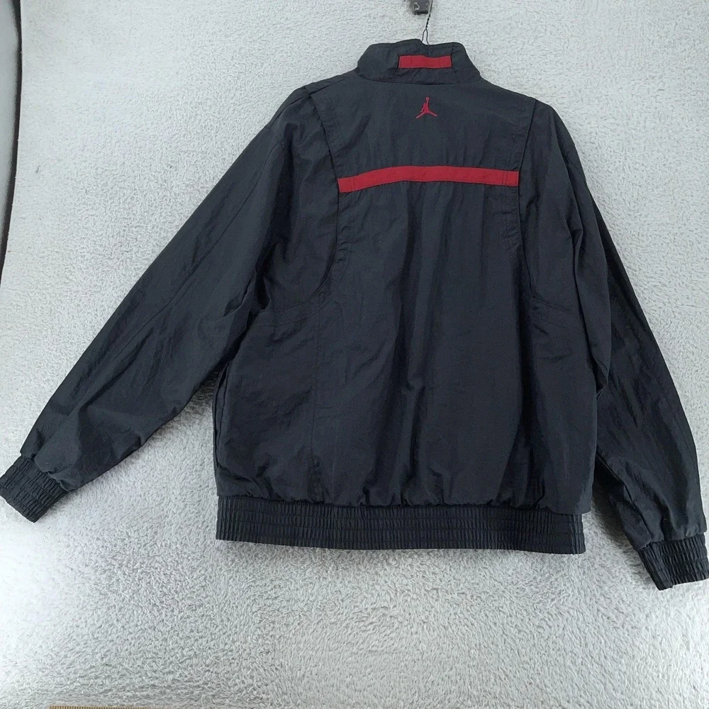 Nike Jordan Jacket Mens 2XL Black Red Windbreaker Full Zip‎ Mesh Lined Jumpman
